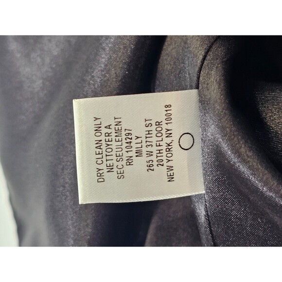 MDS Women's 4 Milly Black Silk Ruffle Detail Cocktail Shift Little Black Dress - Picture 8 of 10